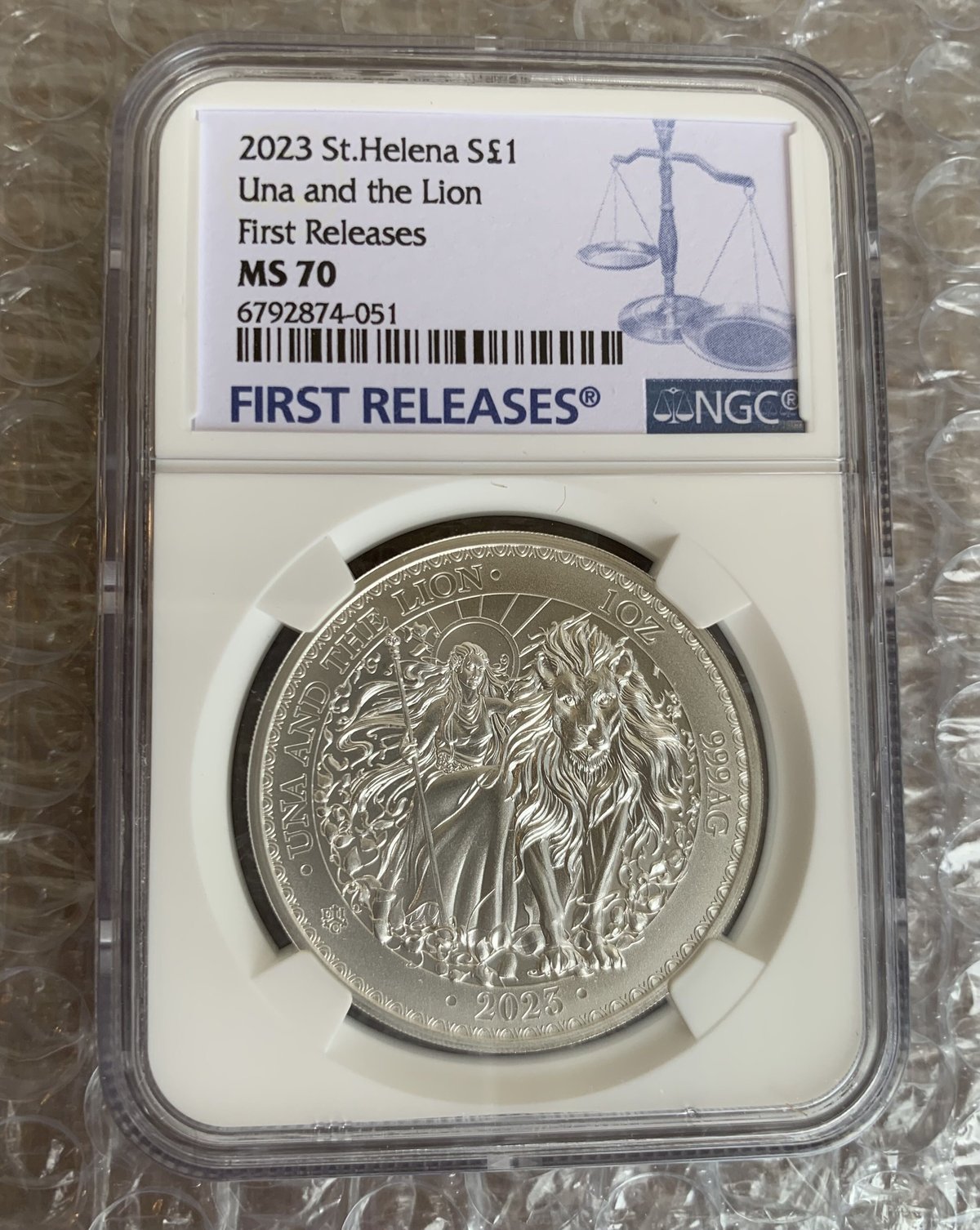 NGC鑑定MS70+FR】ウナとライオン 2023年・BU版 イギリス領 セント