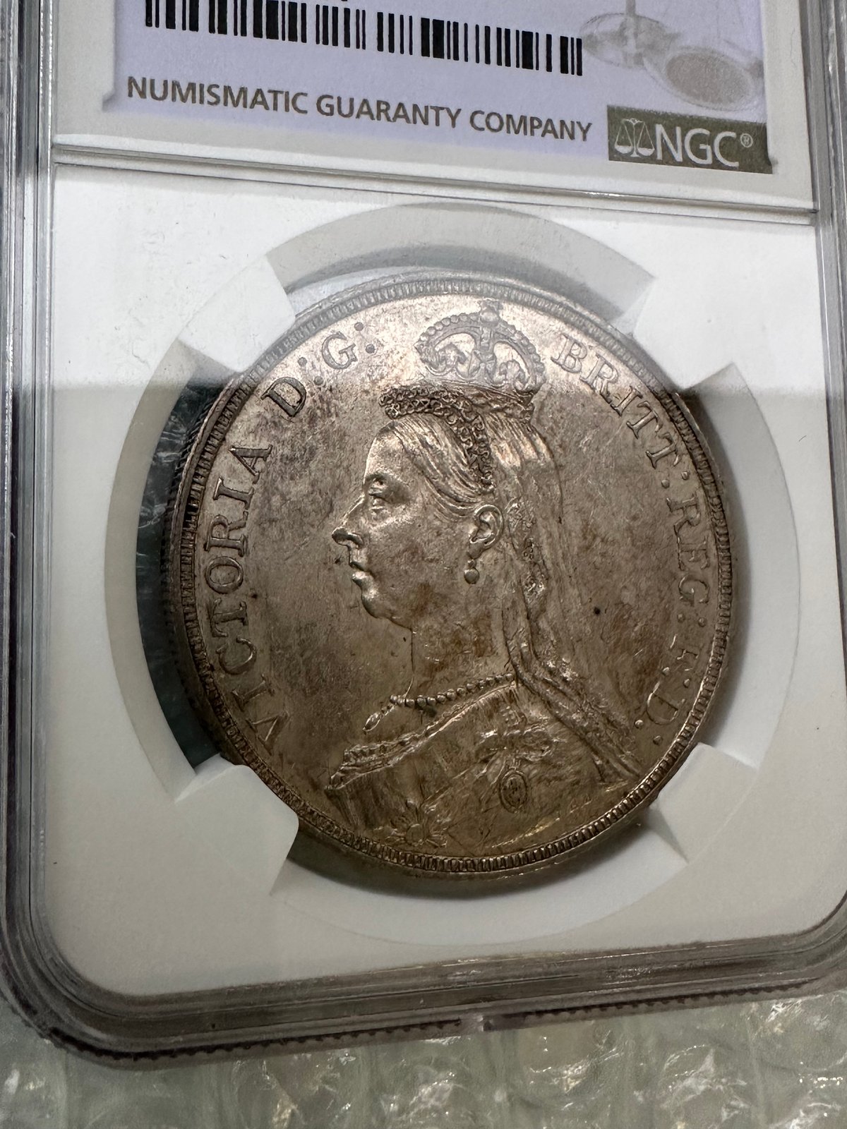 NGC鑑定AU58 ジュビリーヘッド 1887年 クラウン銀貨 ヴィクトリア女王