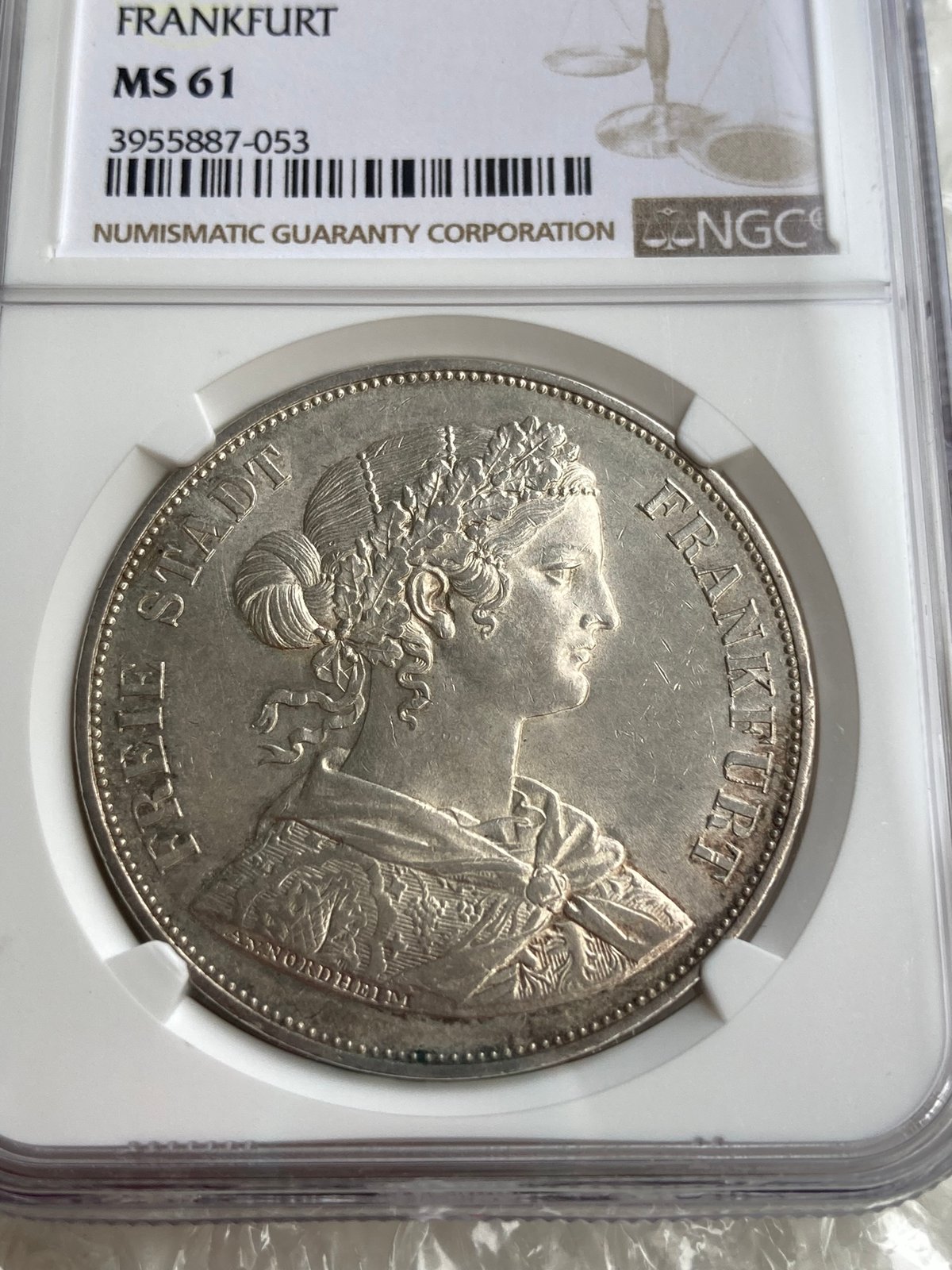 NGC鑑定MS61 ドイツ フランクフルト フランコニア 1861年 2ターラー