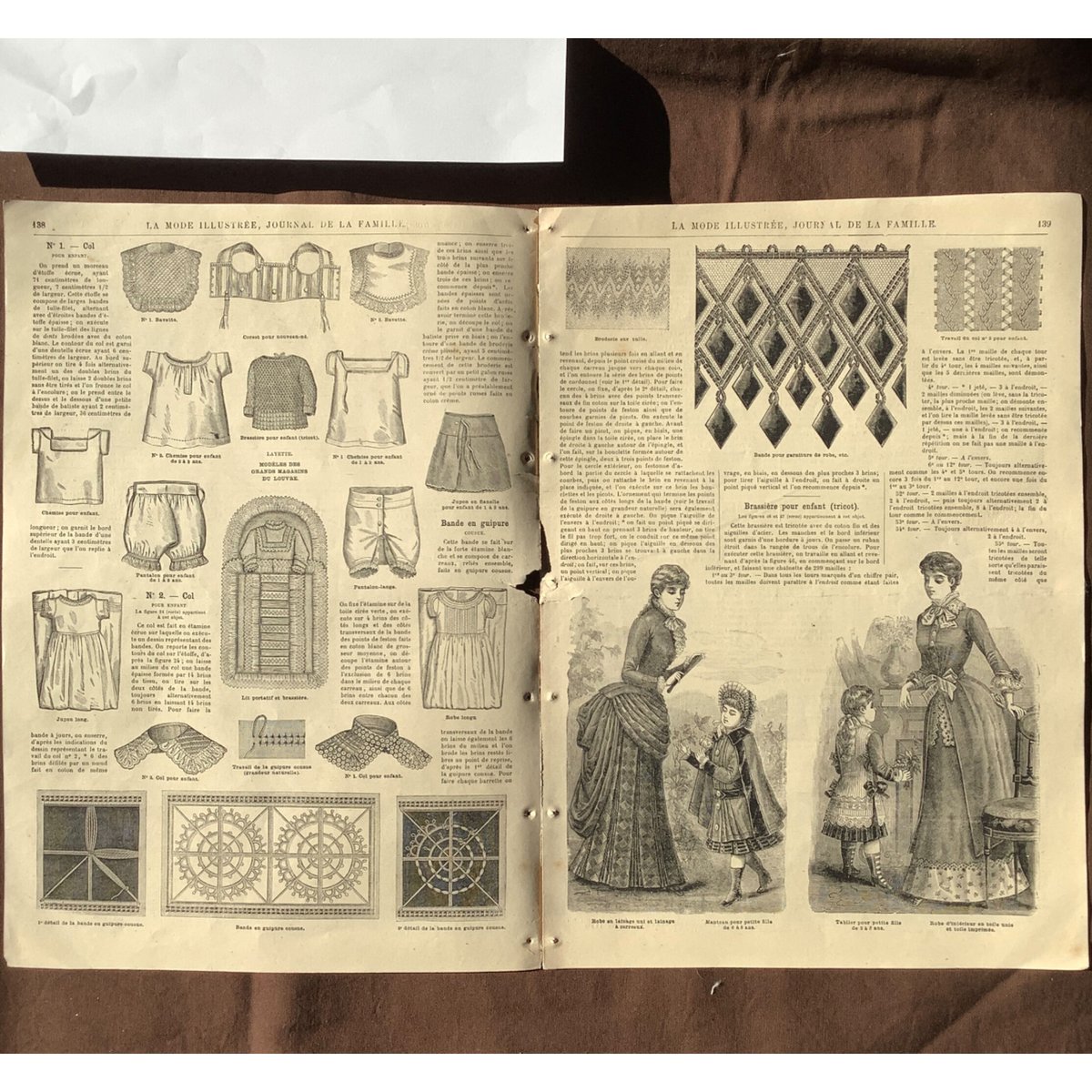 アンティーク雑誌 フランス La mode ilustree 1883年の手芸本 c-380