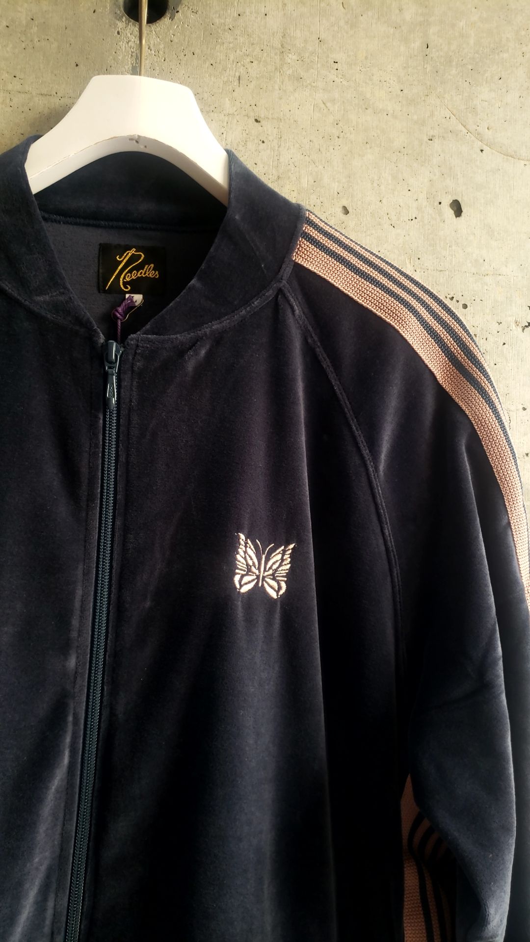 NEEDLES RIB COLLAR TRACK JACKET C/PE VELOUR |