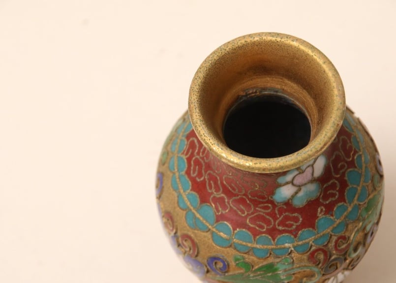 中国美術/中国七宝/花文花生 /花瓶花器/ 花入/ 花生/ 古玩/ 唐物/ 金属