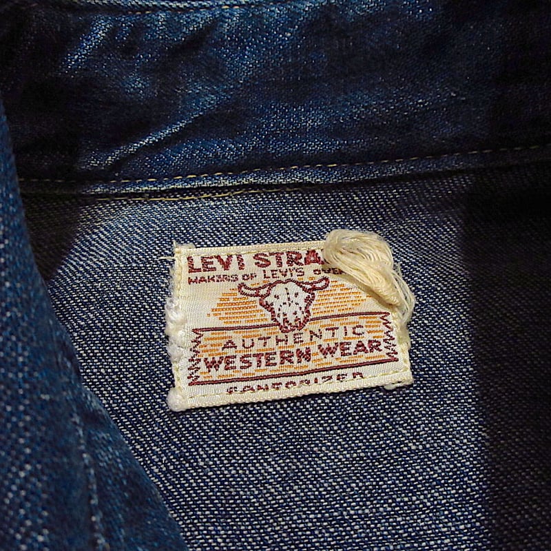 ビンテージ50's○Levi'sショートホーンデニムウエスタンシャツ