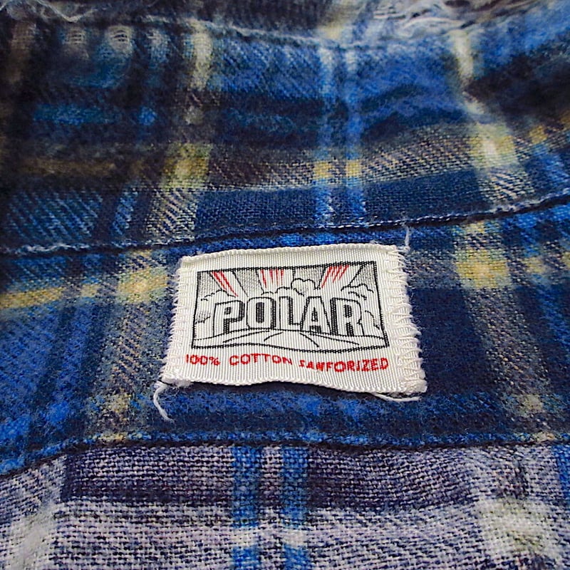 ビンテージ50's60's○POLARチェックプリントネルシャツ○220221r4-m-lss
