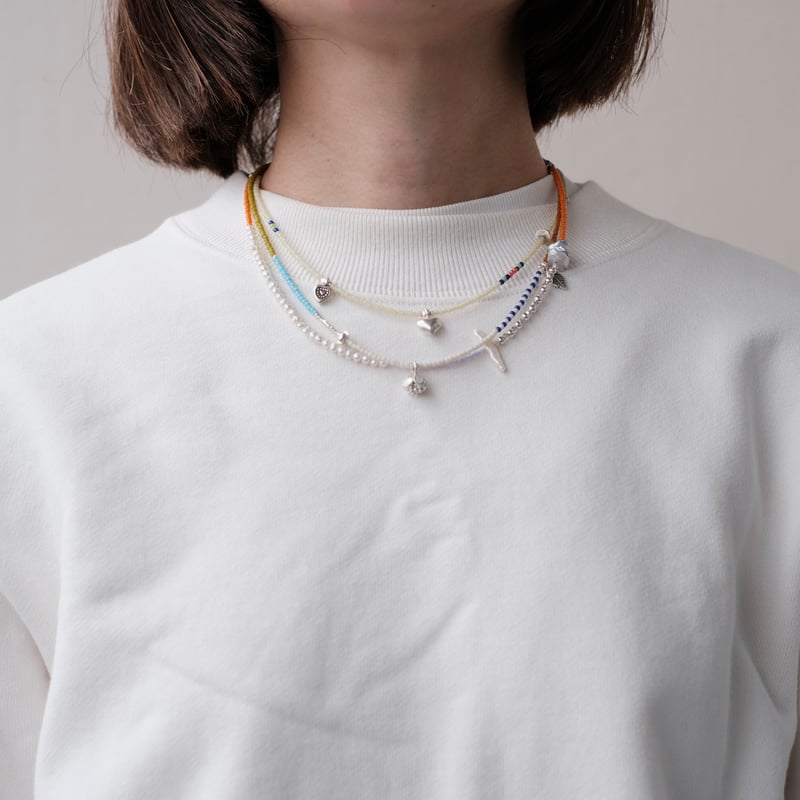 カラフルビーズとカレンシルバーのネックレス heart II | mybracelet ON