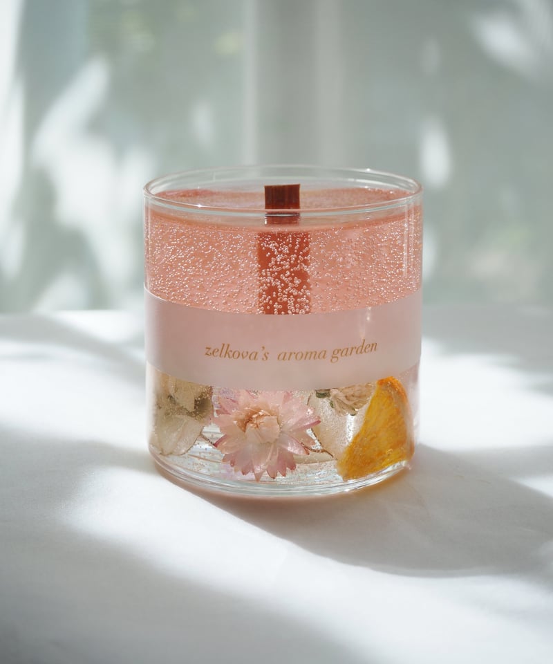 受注制作】ルナリアとオレンジの木芯アロマキャンドル | zelkova's