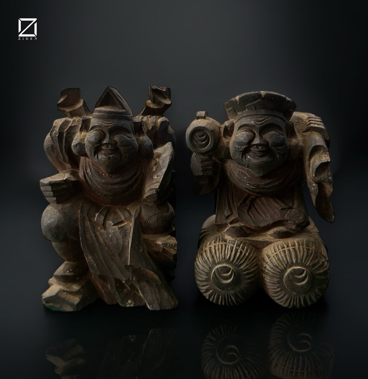 恵比寿様大黒様 木彫 江戸 明治期 | 古物屋次元 オンラインショップ