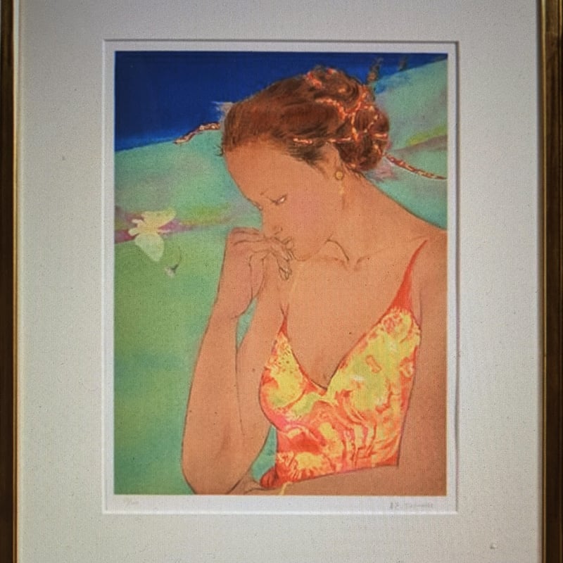 田村能里子 版画（リトグラフ） 「萌ゆるとき」 100部限定・高級額装