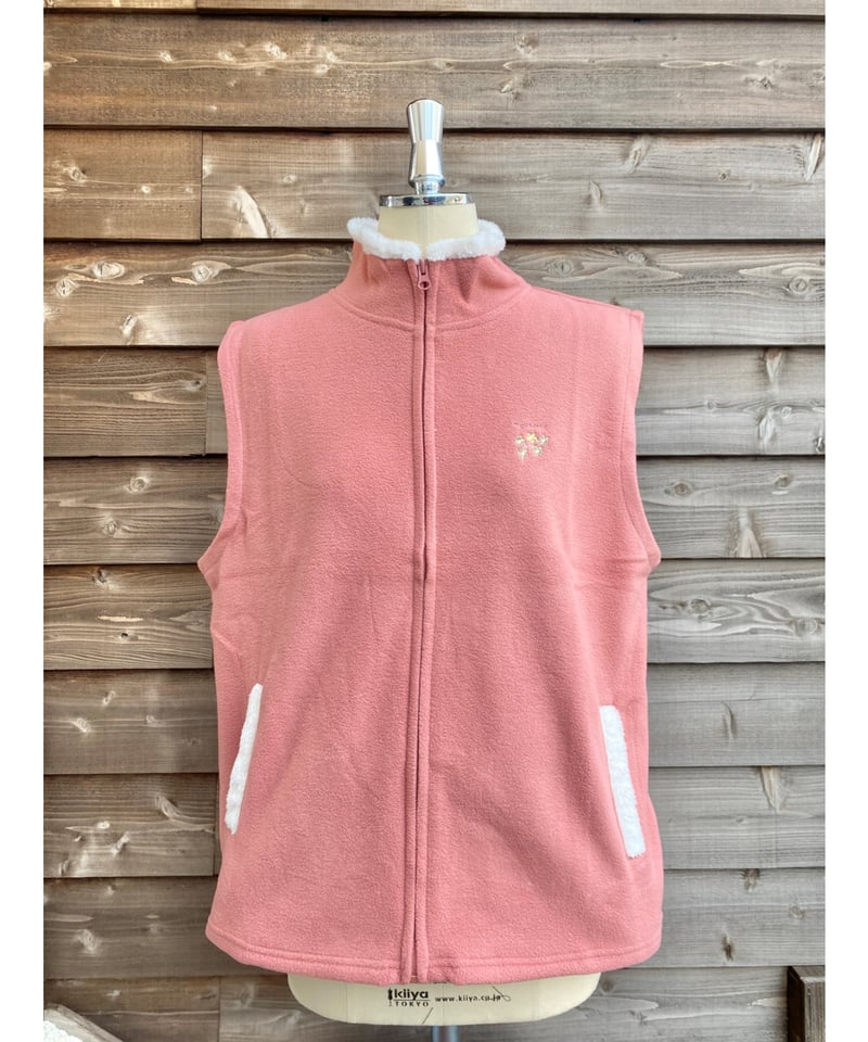 LLサイズ首元あたたかフルジップ前開きフリースベスト | ミセス