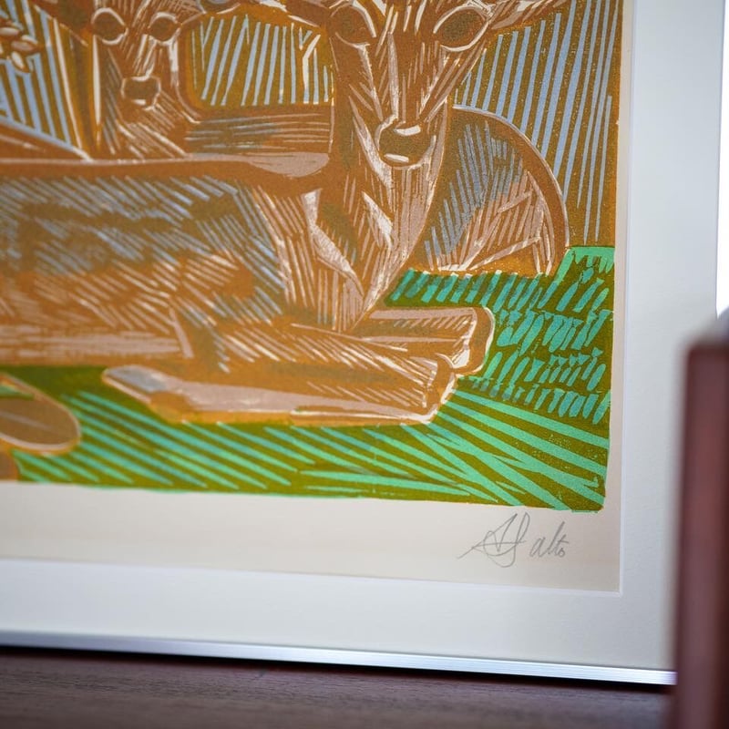 値下げしました：Axel Salto Color Lithograph Deers(1920s
