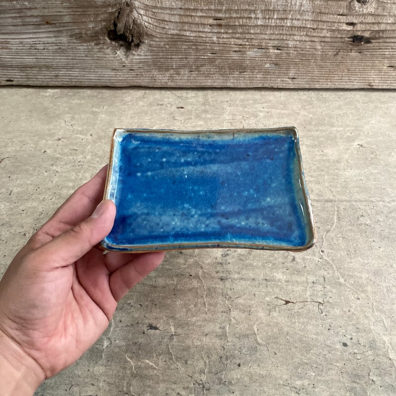 益子焼 青釉16㎝長角皿 | MatsuBokkuri