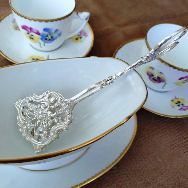 ビンテージ北欧雑貨/スウェーデンで見つけた/シルバー製/トング 重量約