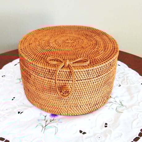 アウトレット】バリ島 アタ アタ製品 ふた付き ラウンドBOX Φ30 アタ