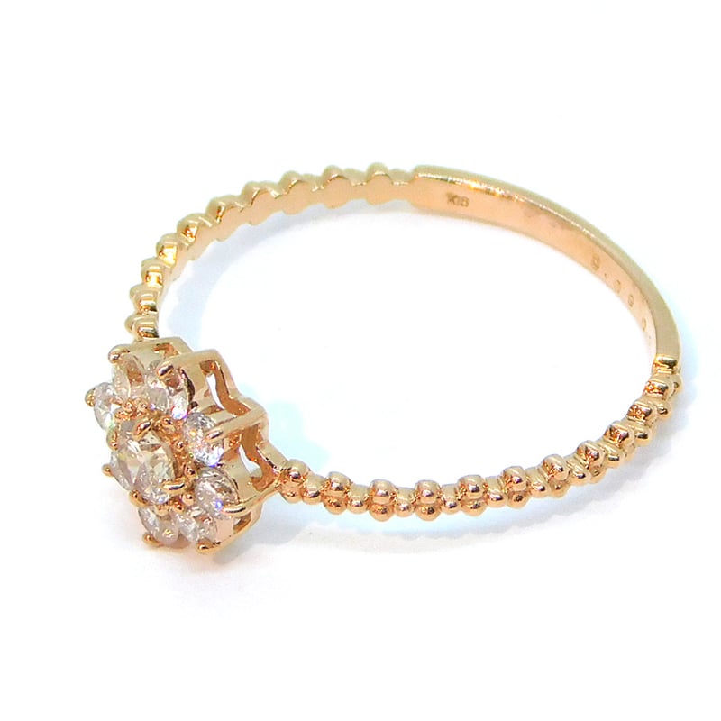 K18 PG ピンクゴールド ダイヤモンド リング 0.24 0.09ct H&C 指輪 |