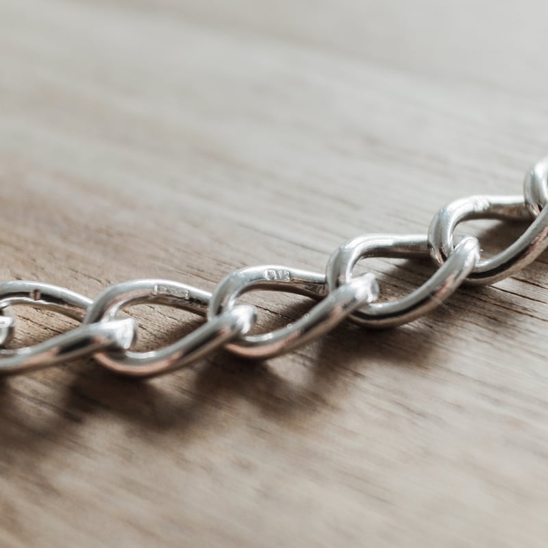 英国製 1965年 ヴィンテージ 】シルバーチェーンブレスレット ホール