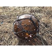 琥珀色 ガラス浮き玉 特大サイズ直径約40cm ヘソ無し レアカラー 琥珀