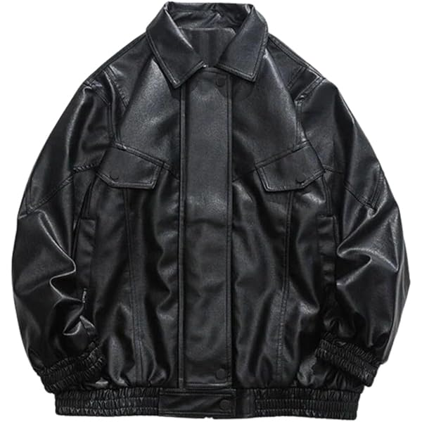 NATHGAM Faux Leather Jackets for Men Oversized Y2k Motorcycle