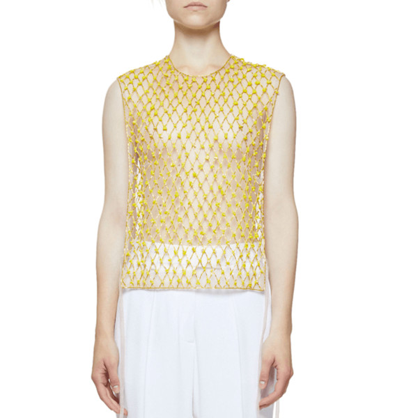 Dries Van Noten - Sleeveless Diamond-Shape Beaded Overlay Top