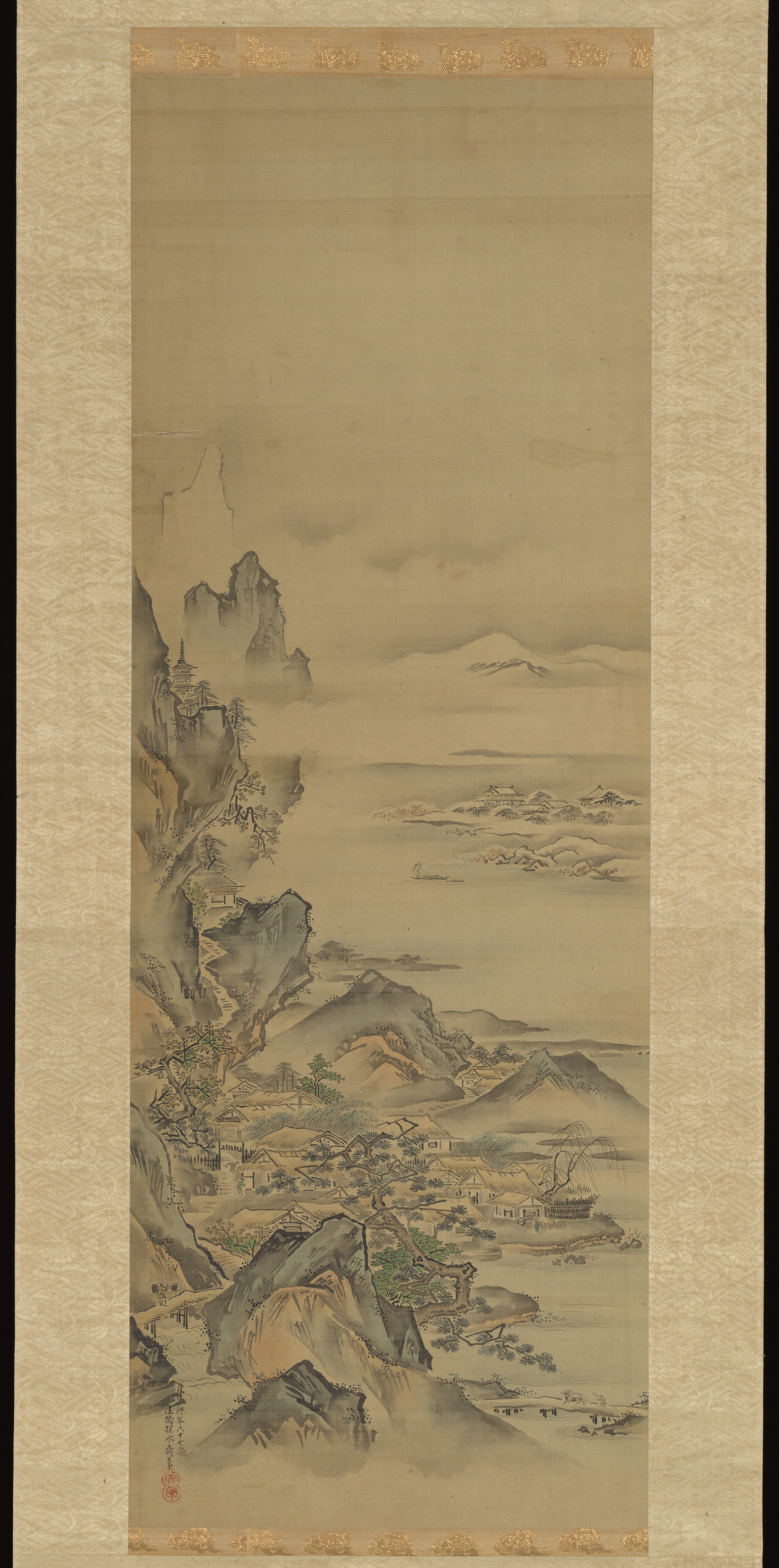 狩野探幽筆 神農・夏冬山水図|Winter Landscape - Kano Tan'yū