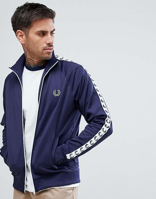 Fred Perry Sports Authentic taped track jacket in navy | ASOS