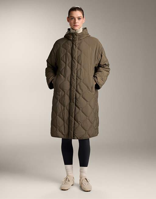 OYSHO Long water-repellent fellex® aerogel padded jacket in brown