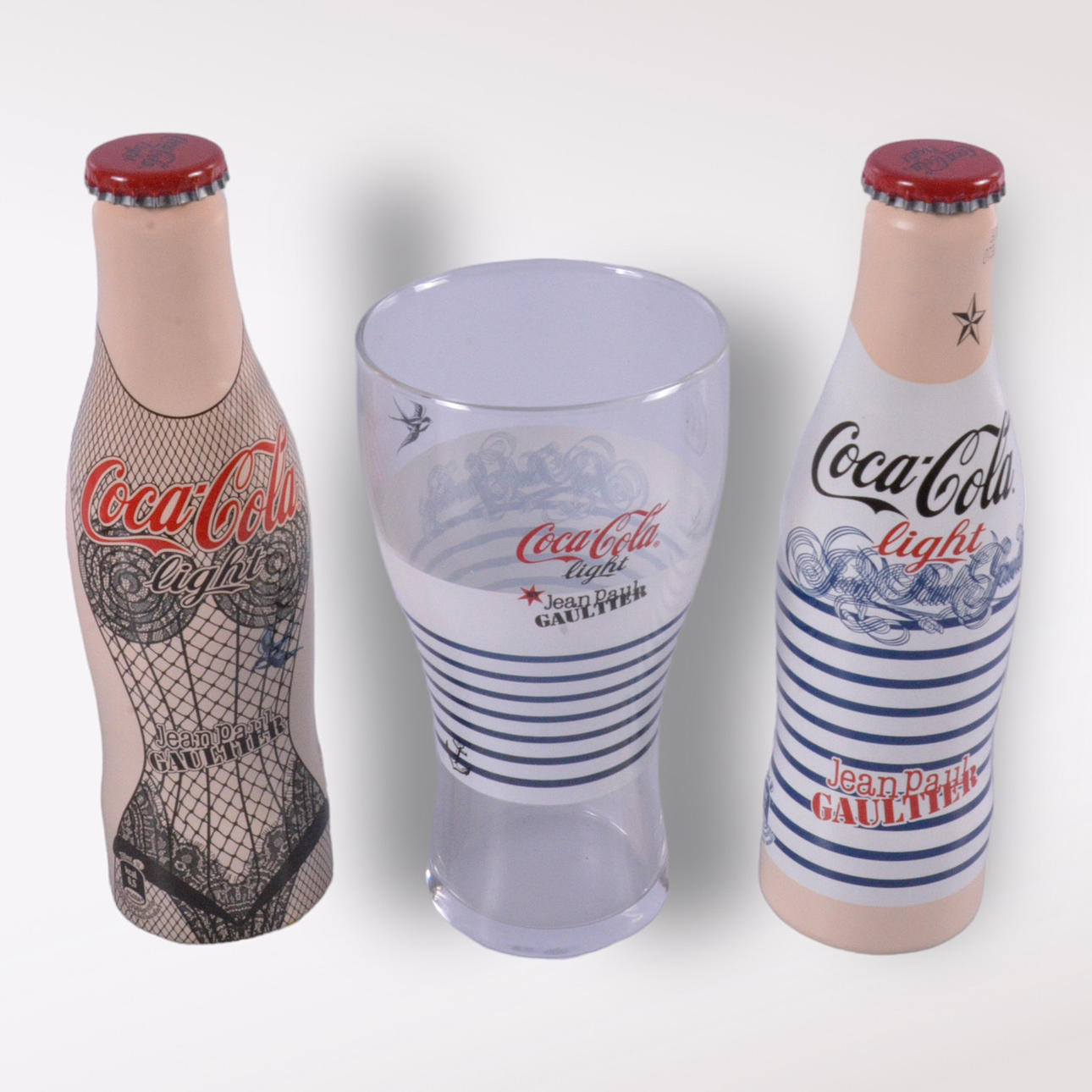 BOTTLES AND GLASS, aluminum and glass, 