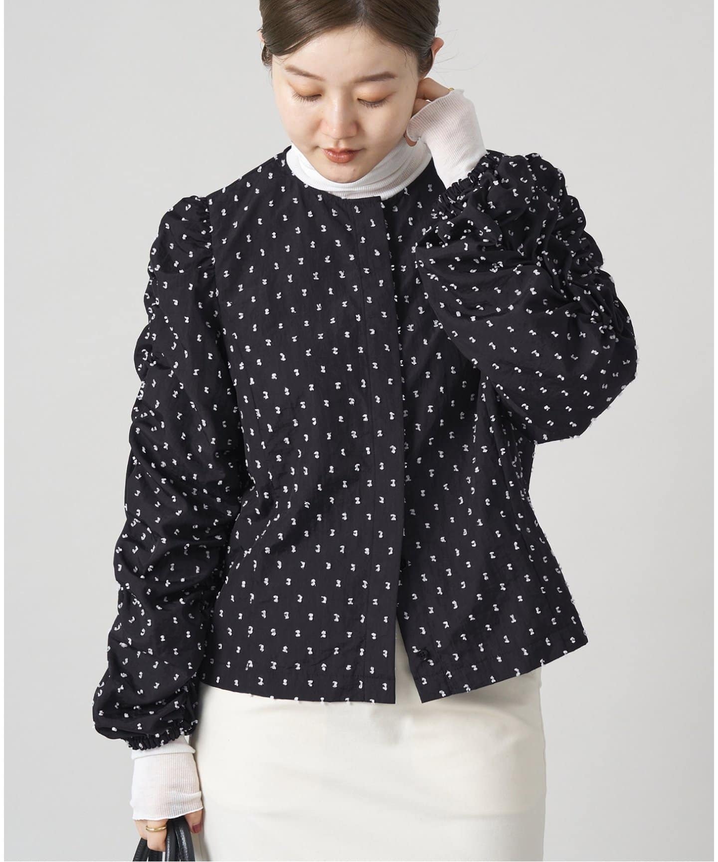 追加》ドットタフタ シャーリングブラウス（シャツ／ブラウス）｜IENA
