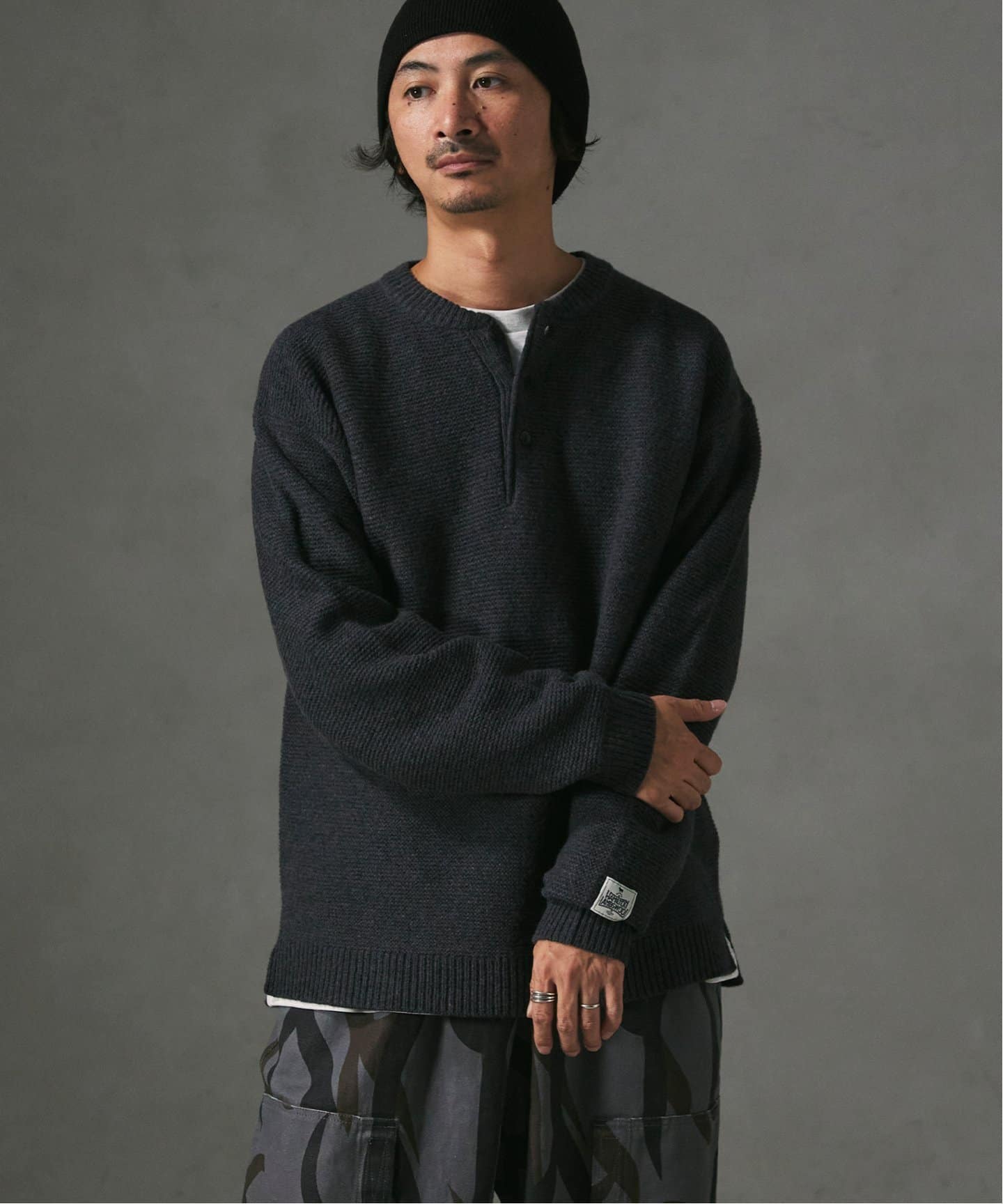 HAMILTON WOOL ガーター ヘンリーネックニット（ニット／セーター