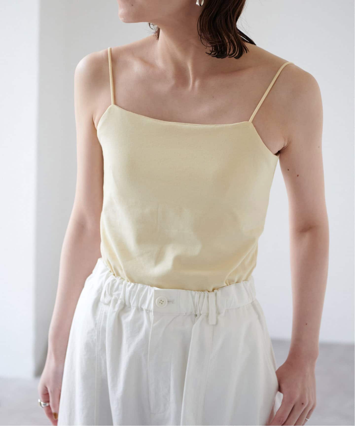 追加》オーガニックコットン混 ストレッチブラキャミソール（カップ