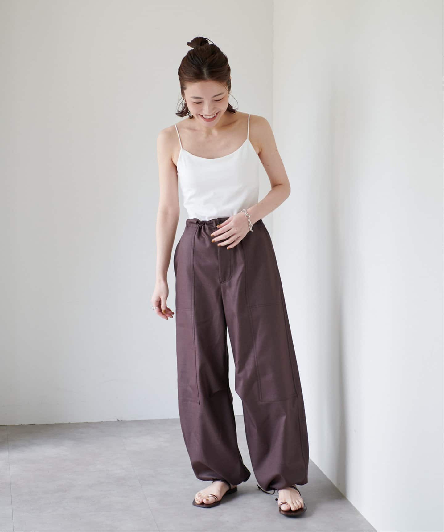 オーガニックコットン混 ストレッチバックオープンブラキャミソール