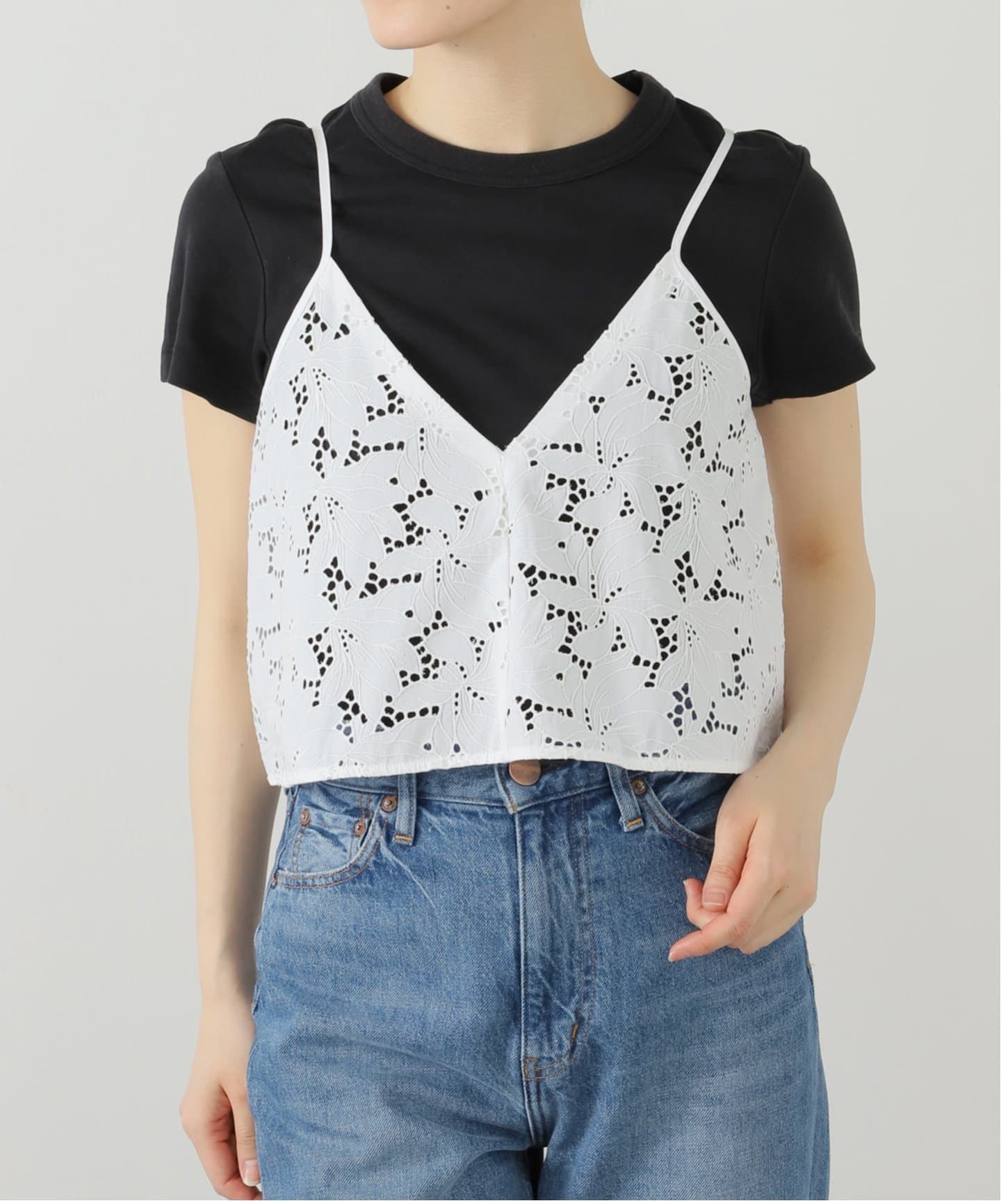 洗える】TICCA/ティッカ フラワーレース2WAYキャミソール（シャツ