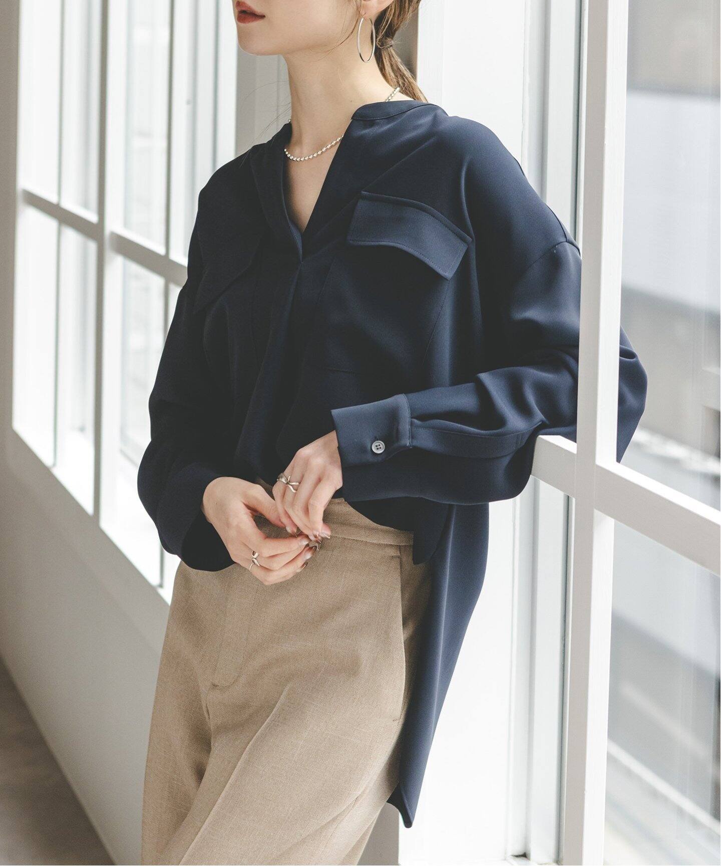 追加》ワークディテールドレープシャツ 4（シャツ／ブラウス）｜NOBLE