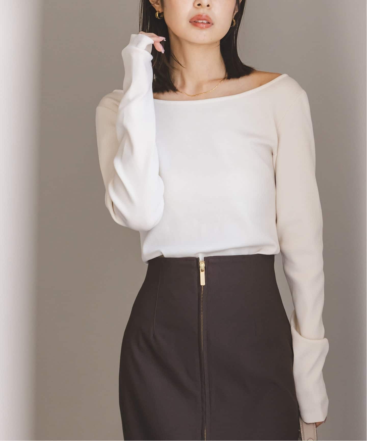 デコルテロングスリーブニット（ニット／セーター）｜NOBLE（ノーブル