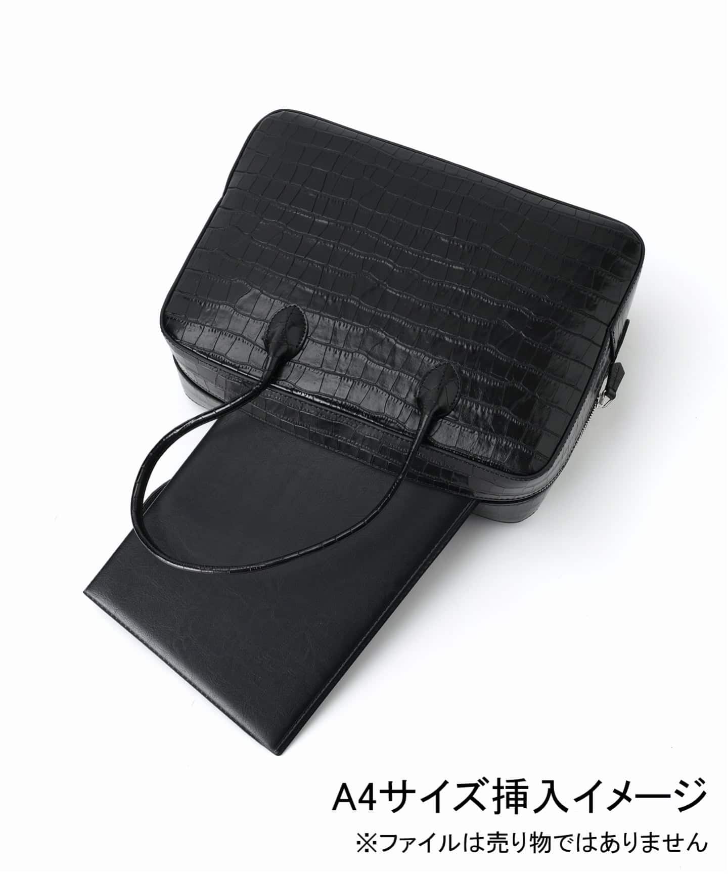 MAISON CANAU メゾン カナウ ボックスボストンL別注クロコ型押し