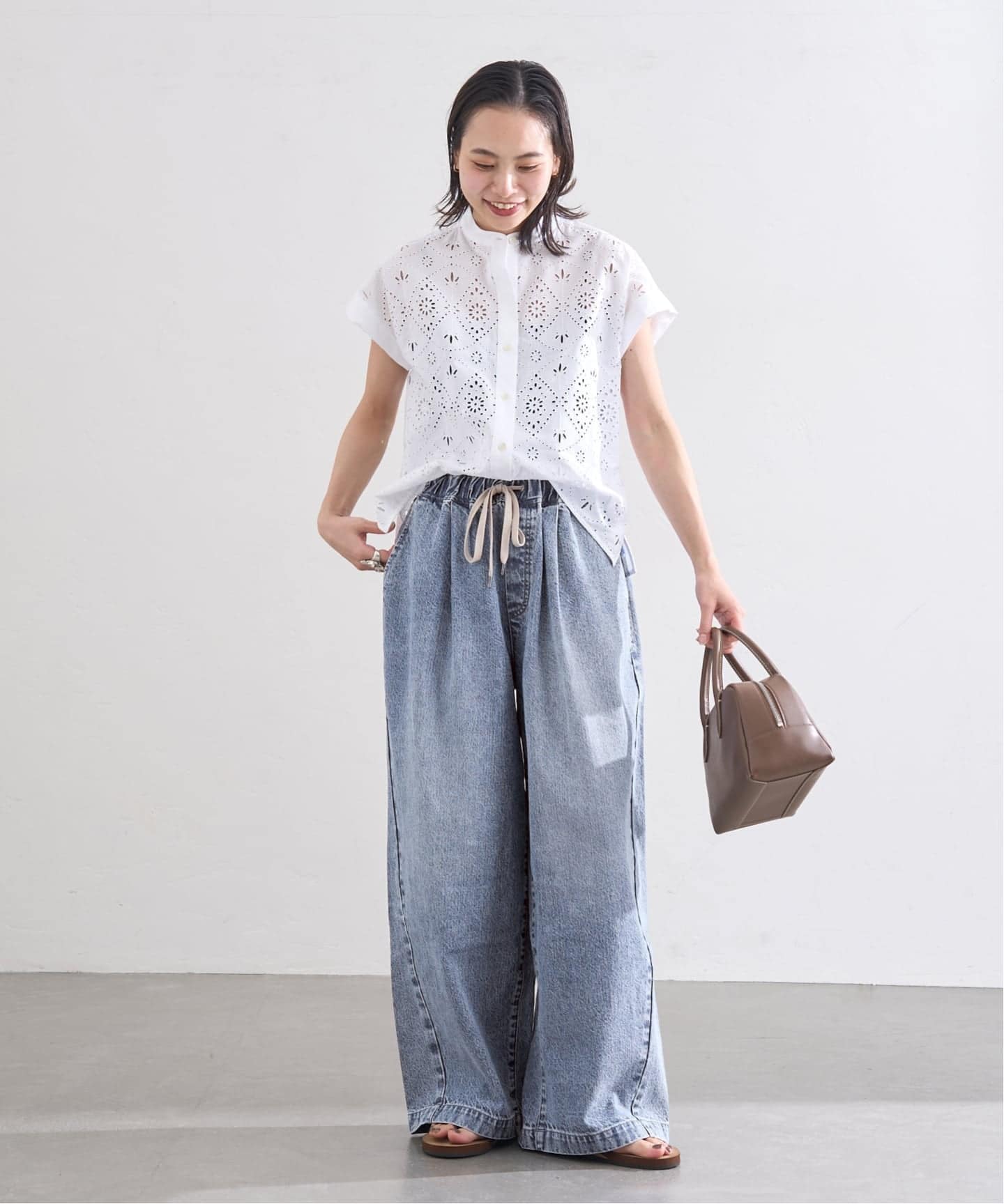 追加》イージーデニムワイドパンツ（デニムパンツ・ジーンズ