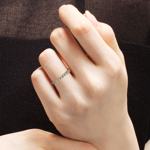 K18CG ヴィンテージ ダイヤモンド ハーフエタニティ リング 2.5mm 4