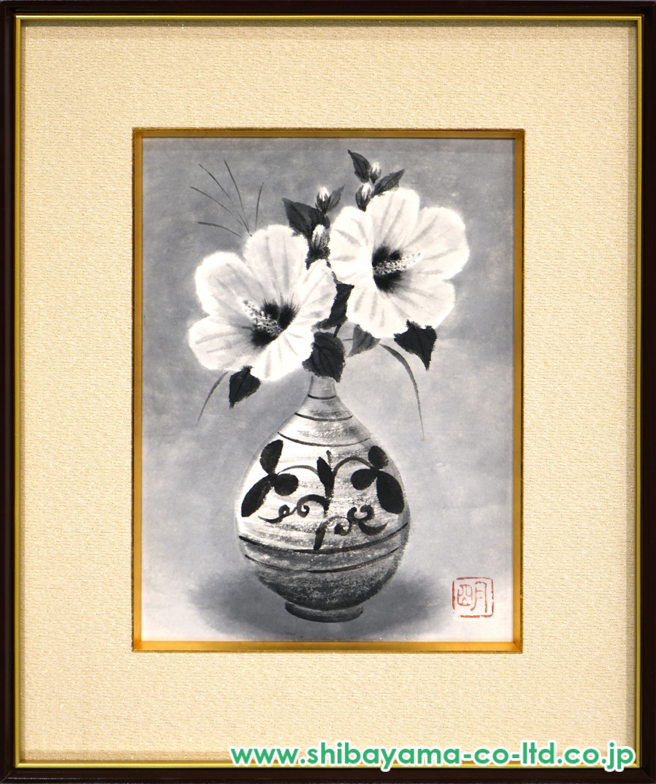 穐月明「芙蓉」日本画 4号 :: 絵画買取・販売 - シバヤマ