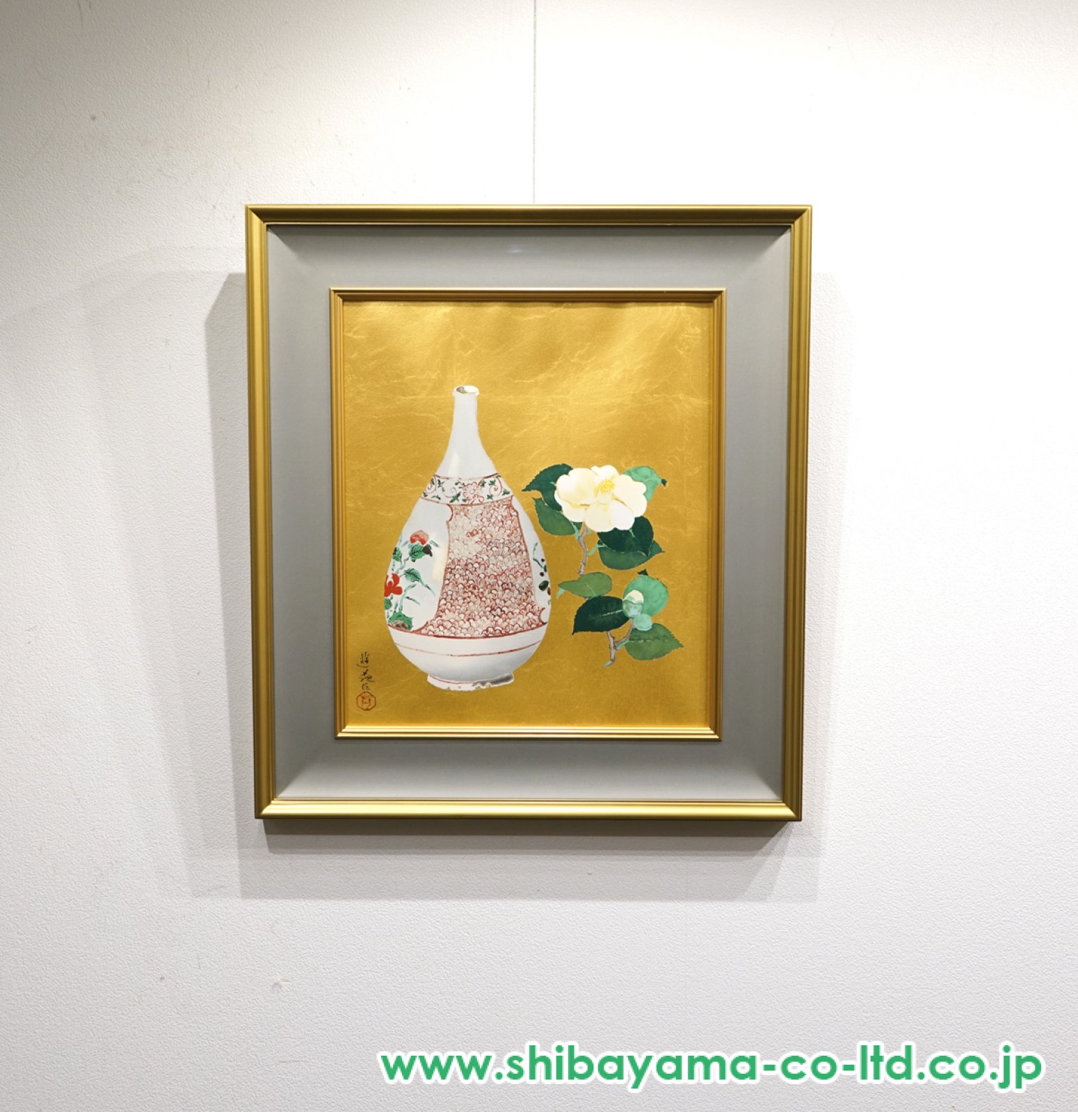 小倉遊亀「小倉椿と古九谷」リトグラフ＋純金箔 :: 絵画買取・販売