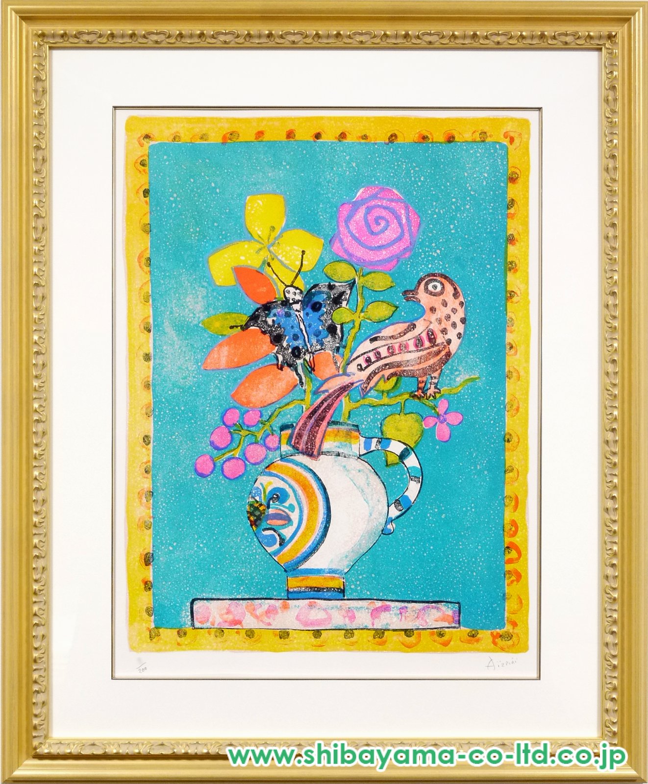 ポール・アイズピリ「不思議な花束より『青い蝶』」リトグラフ :: 絵画