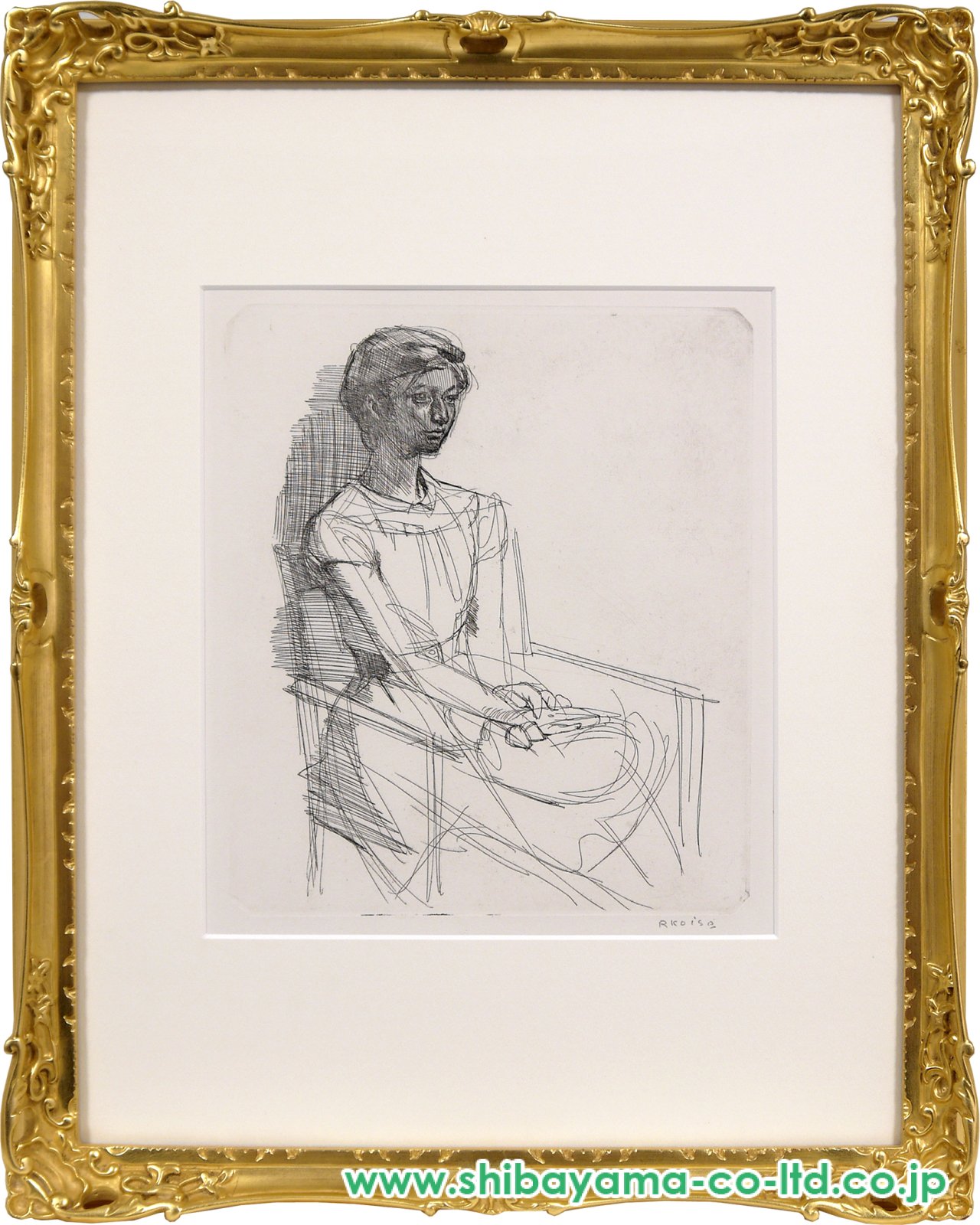 小磯良平「少女」エッチング :: 絵画買取・販売 - シバヤマ