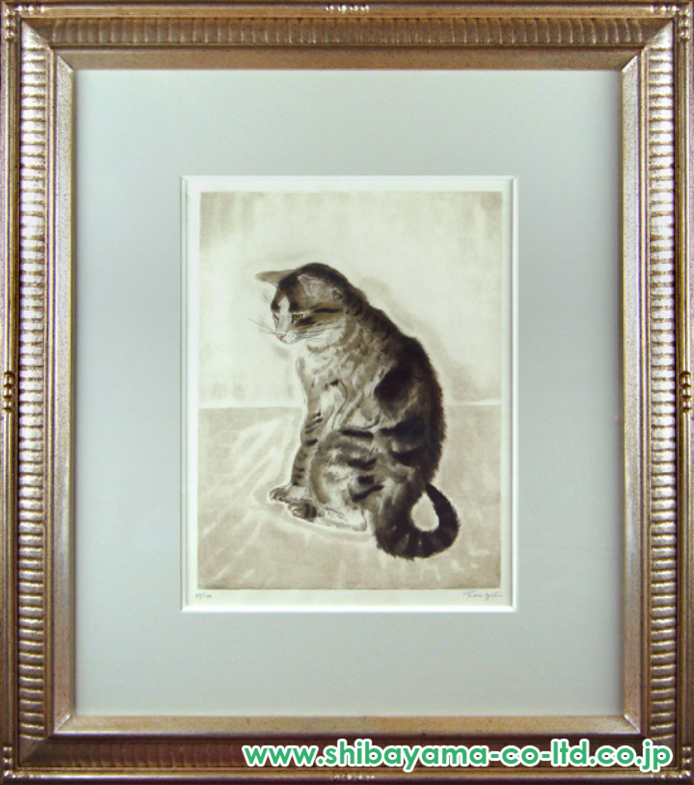藤田嗣治「猫（三毛猫）」エッチング :: 絵画買取・販売 - シバヤマ