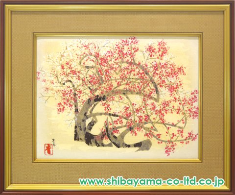 前田青邨「紅白梅」木版画 :: 絵画買取・販売 - シバヤマ