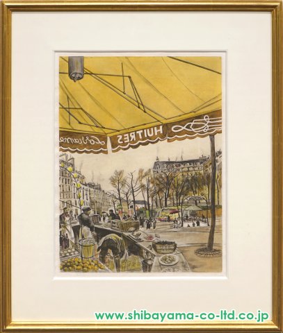 藤田嗣治「魅せられし河より『テルヌ広場』」カラーエッチング :: 絵画