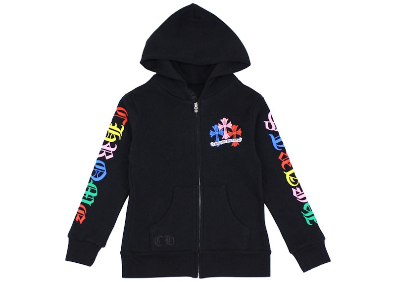 Chrome Hearts Kids Multicolor Cemetery Cross Zip Up Hoodie Black - US