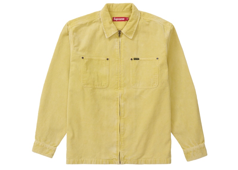 Supreme Washed Corduroy Zip Up Shirt Yellow Men's - SS24 - US