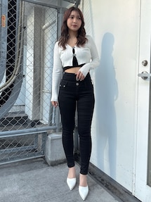 ハイウエストウエストクロススキニーデニムパンツ｜ジェイダ（GYDA