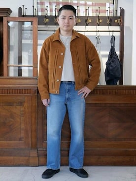 ゴートスエード トラッカージャケットを使った人気ファッション