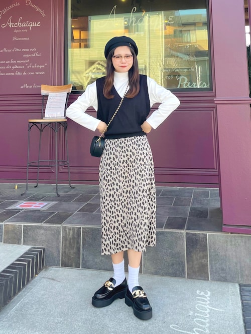 ハイウエストレオパード柄ジャガードスカート（スカート）｜MANGROVE