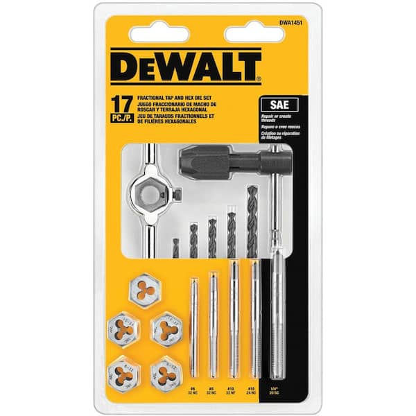 DEWALT Fractional Tap and Die Set (17-Piece) DWA1451 - The Home Depot