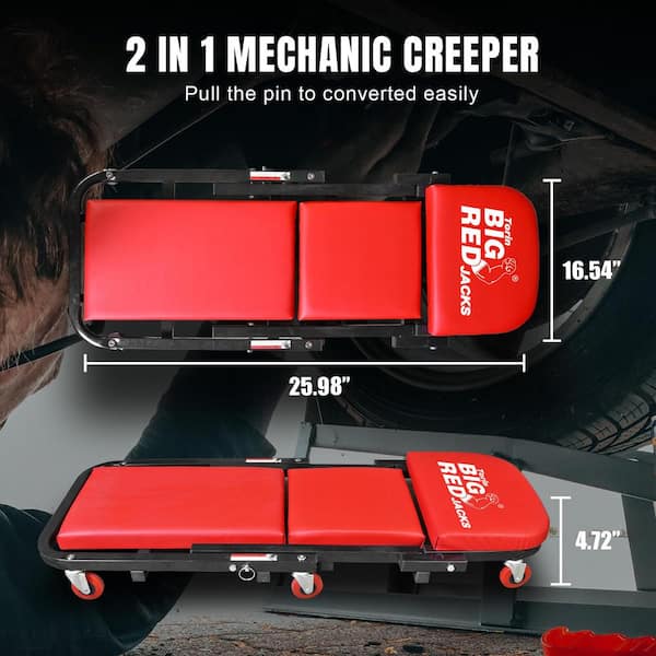 Big Red 40 in. Foldable Z-Creeper Seat, 2-in-1 Garage/Shop Creeper